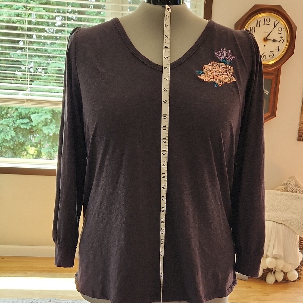 Torrid Gray Embellished 3/4 Sleeve Blouse